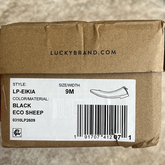 Brand New Lucky Brand Genuine Leather Black Slip On Ballet Flats Zippered Back - Picture 15 of 16